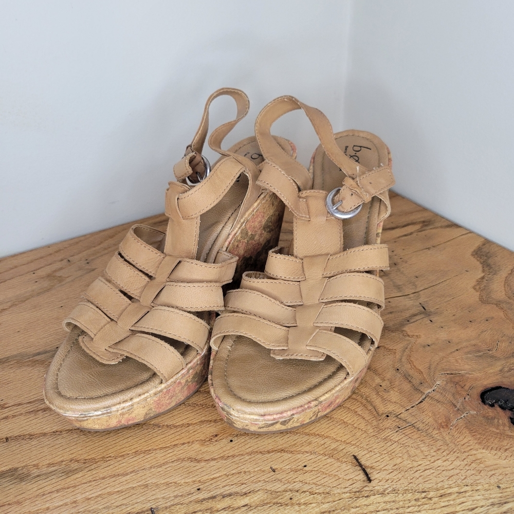 Tan wedge heels